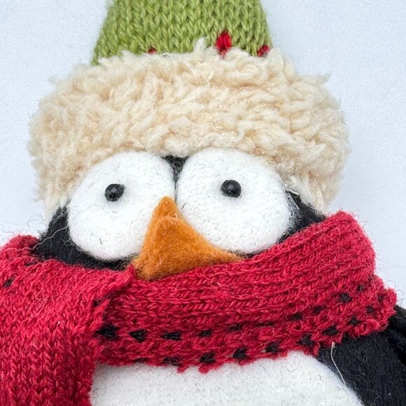 3 Pc Christmas Ornaments Penguin Gnome Bird Knit Felt Embroidery Festive - Picture 6 of 9